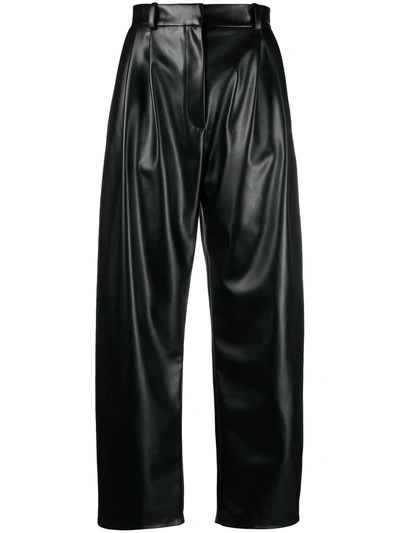 Shop A.w.a.k.e. Faux Leather Wide Leg Trousers In Black