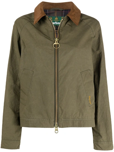 Shop Barbour Corduroy Collar Bomber Jacket In Green