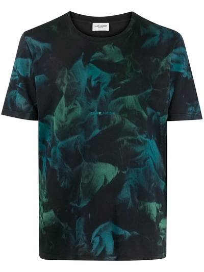 Shop Saint Laurent Abstract-print T-shirt In Green