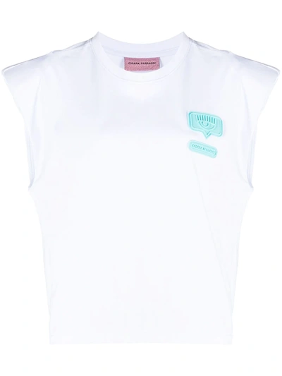 Shop Chiara Ferragni Eyelike Shoulder Pad T-shirt In White