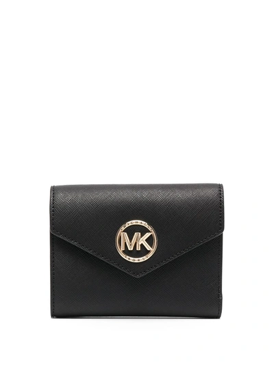 Shop Michael Michael Kors Carmen Logo-plaque Wallet In Black