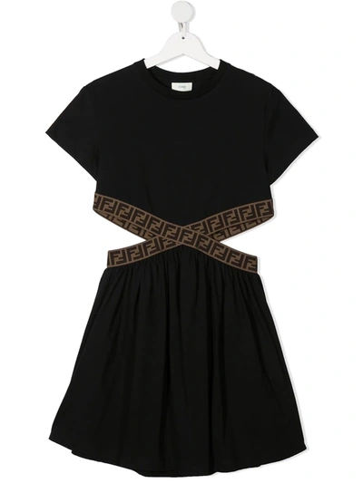 Shop Fendi Cut-out Dress In Black
