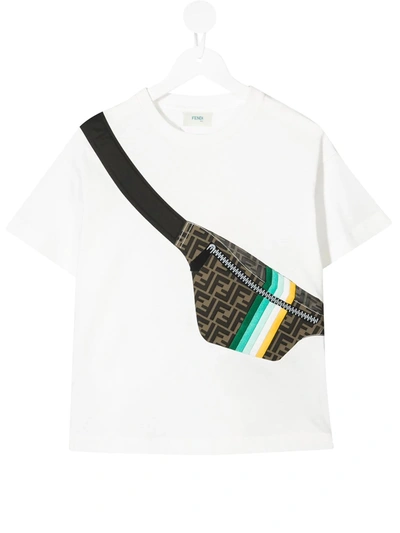 Shop Fendi Belt Bag-print T-shirt In White