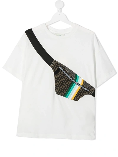 Shop Fendi Teen Belt Bag-print T-shirt In White