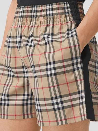 Burberry Marsett Icon Striped Silk Shorts In Archive Beige