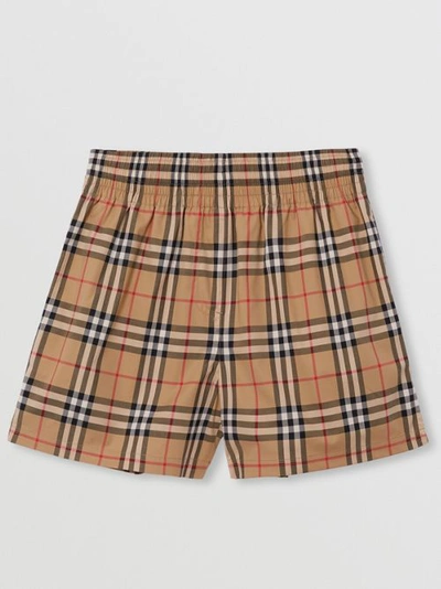 Shop Burberry Check Stretch Cotton Shorts In Archive Beige