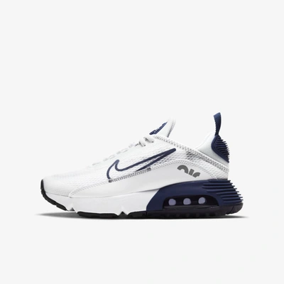 Shop Nike Air Max 2090 Big Kids' Shoe In White,light Smoke Grey,blue Void