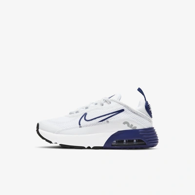 Shop Nike Air Max 2090 Little Kids' Shoes In White,light Smoke Grey,blue Void