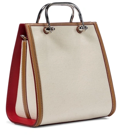 Shop Alexander Mcqueen The Short Story Leather-trimmed Tote In Beige