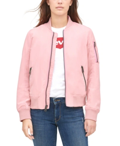 Shop Levi's Women's Zip-detail Bomber Jacket In Dusty Rose