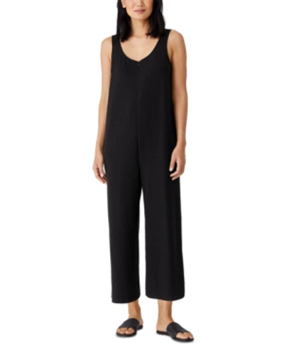Shop Eileen Fisher Organic Cropped Jumpsuit, Regular And Plus Sizes In Black