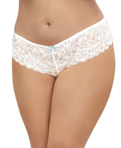 Shop Dreamgirl Women's Plus Size Low-rise Crotchless Boyshort With Satin Bow Details In White