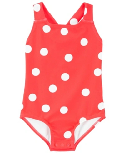 Shop Carter's Baby Girl Polka Dot Swimsuit In Pink