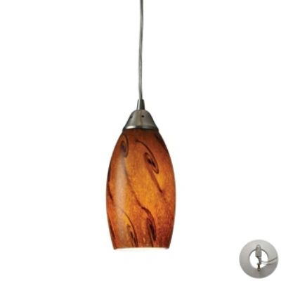 Elk Lighting Galaxy 1-light Pendant In Brown And Satin Nickel Finish In Silver