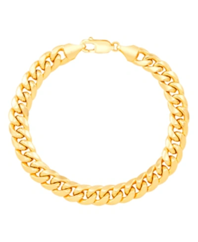 Shop Macy's Men's Cuban Chain Link Bracelet (10mm) In 14k Gold In Yellow Gold