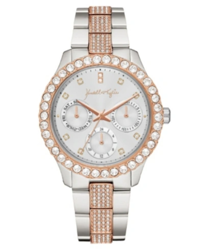 Shop Kendall + Kylie Women's  Classic Two-tone Silver And Rose Gold Tone Crystal Bezel Stainless Steel Str In Open Misce