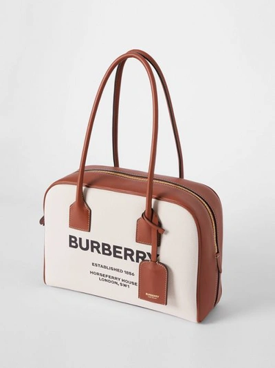 Shop Burberry Medium Horseferry Pr In Natural/tan/black