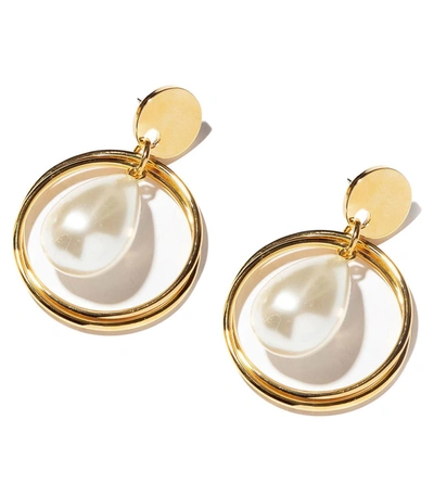 Shop Lele Sadoughi Teardrop Hoop Earrings In Pearl