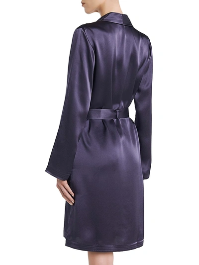 Shop La Perla Silk Short Robe In Dusty Violet