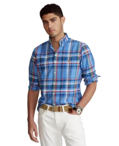 Shop Polo Ralph Lauren Men's Classic-fit Plaid Oxford Shirt In Blue/red Multi