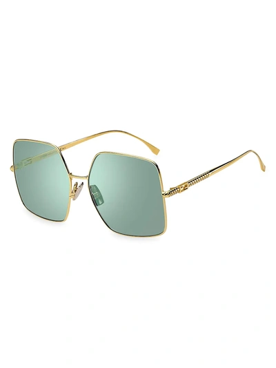 Shop Fendi Women's 61mm Square Sunglasses In Gold