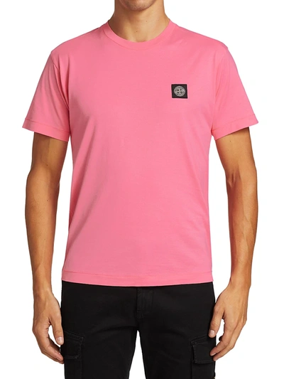 Shop Stone Island Men's Classic Cotton Logo T-shirt In Fuchsia