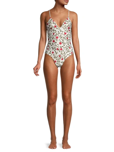 Shop Agua By Agua Bendita The Wallflowers Azafran Hedera One-piece Swimsuit In Ivory