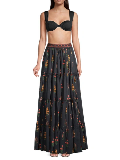 Shop Agua By Agua Bendita The Wallflowers Macadamia Dahlia Skirt In Black