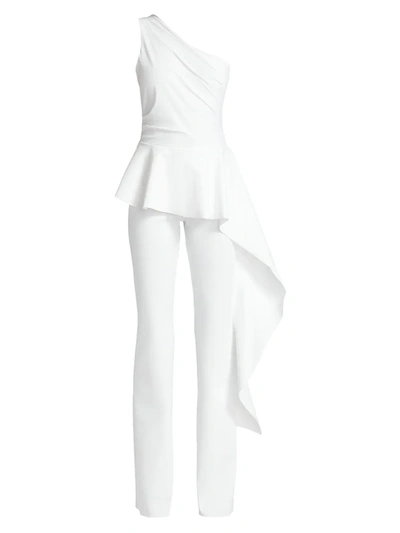 Shop Chiara Boni La Petite Robe Women's Kincso One-shoulder Peplum Jumpsuit In White