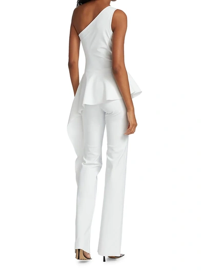 Shop Chiara Boni La Petite Robe Women's Kincso One-shoulder Peplum Jumpsuit In White