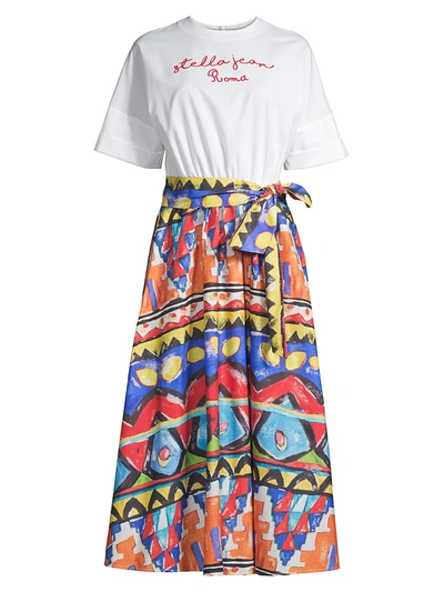 Shop Stella Jean T-shirt Skirt Combo Dress In Neutral