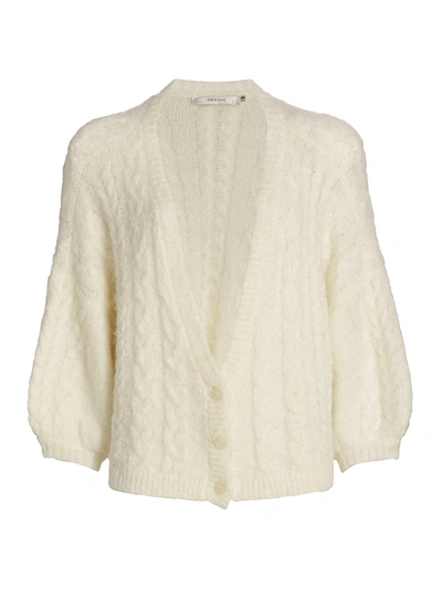 Shop Gestuz Doagz Cabled Alpaca-blend Cardigan In Off White