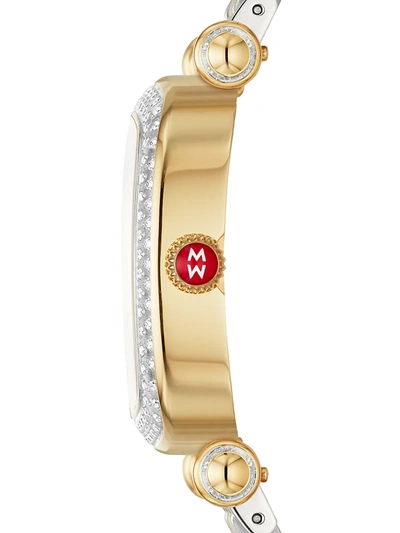 Shop Michele Women's Caber Isle Two-tone & Diamond Bracelet Watch In Silver Gold
