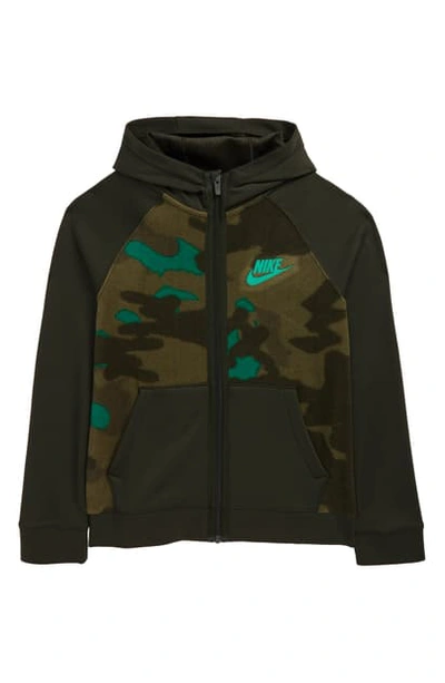 Shop Nike Kids' Sportswear Club Camo Fleece Zip Hoodie In Sequoia/ Stadium Green