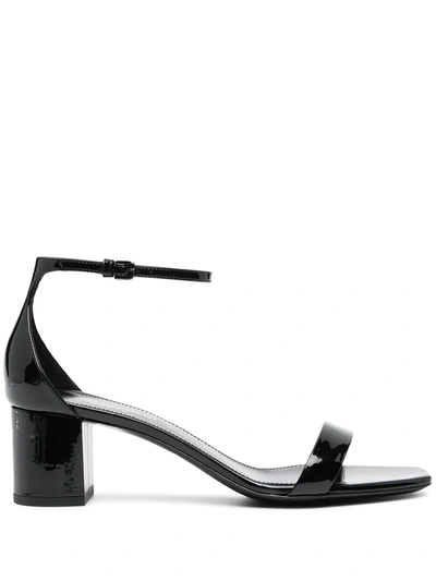 Shop Saint Laurent Block-heel Leather Sandals In Black