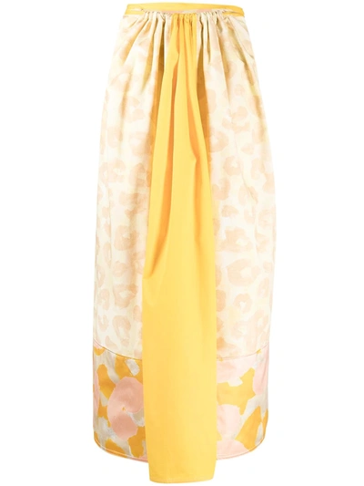 Shop Marni Panelled Leopard-print Skirt In Yellow