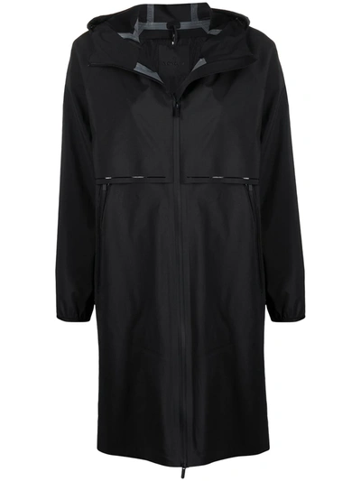 Shop Moncler Mid-length Hooded Coat In Black