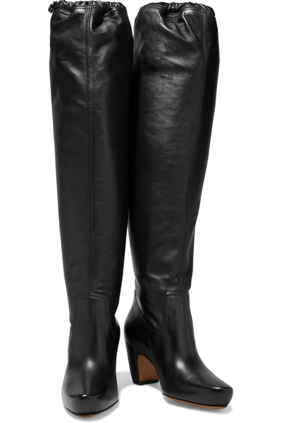 Shop Lanvin Leather Knee Boots In Black