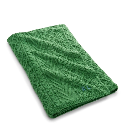 Shop Ralph Lauren Highland Throw Blanket In True Bottle Green