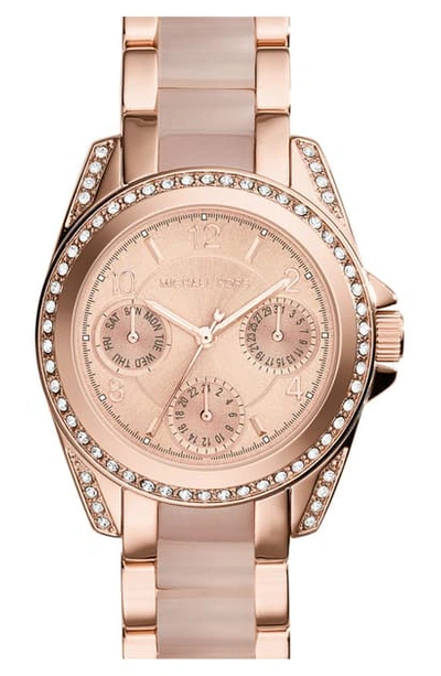 Shop Michael Kors 'mini Blair' Multifunction Bracelet Watch, 33mm In Rose Gold