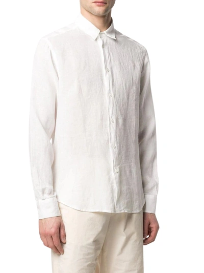 Shop Barena Venezia Linen Long-sleeve Shirt In White