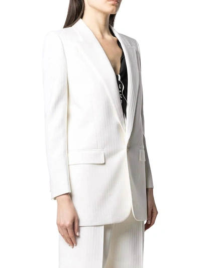 Shop Saint Laurent Pinstriped Single-breasted Blazer In White