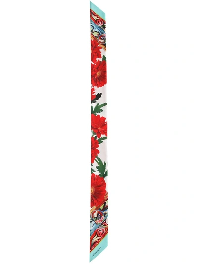 Shop Dolce & Gabbana Floral-print Silk Scarf In Red