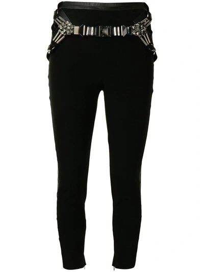 Pre-owned Gucci Belted Skinny Trousers In Black