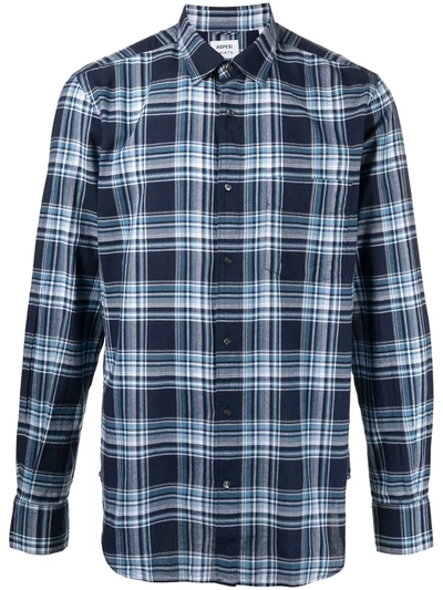 Shop Aspesi Plaid-check Cotton Shirt In Blue