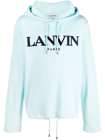 Shop Lanvin Logo-print Hoodie In Blue
