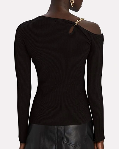 Shop Nicholas Paloma Chain-embellished Knit Top In Black