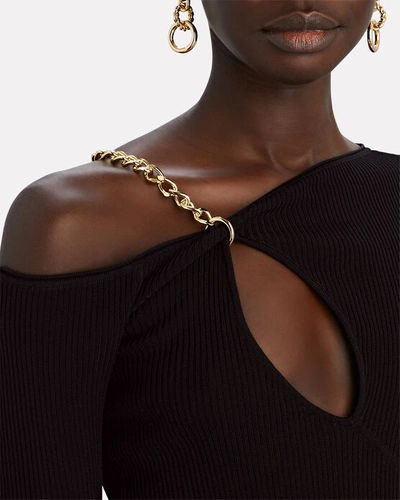 Shop Nicholas Paloma Chain-embellished Knit Top In Black