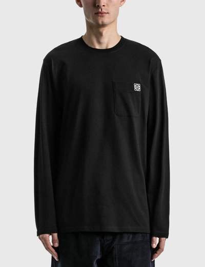 Shop Loewe Anagram Long Sleeve T-shirt In Black