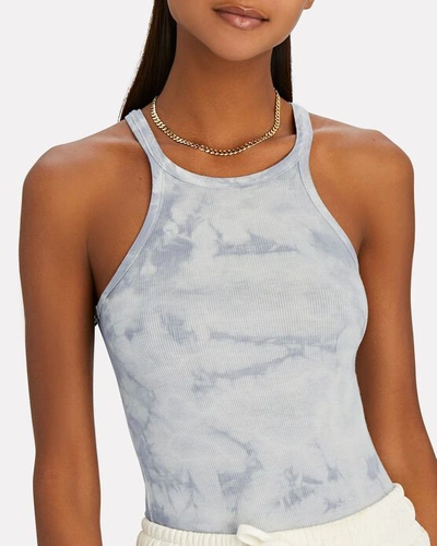 Shop Enza Costa Silk Rib Tie-dye Tank In Light Blue